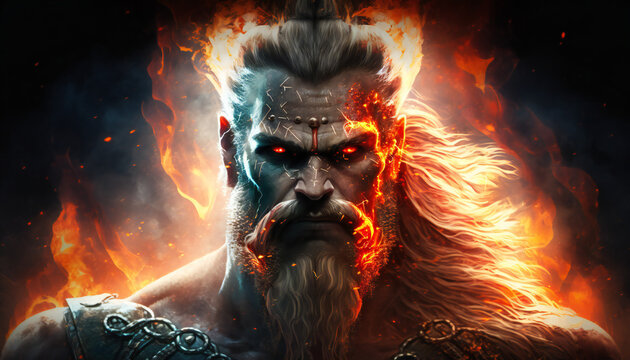 Thor, god of thunder, lightning, and battle - German Mythologies - Generative AI