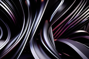 Obraz premium Dark color tone soft 3d curvy lines background. Ai generated art.