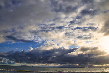 Sunset winter storm clouds over Carpinteria California 