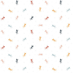 Seamless pattern with illustrations of lizards, minimalism, simple pattern, vector