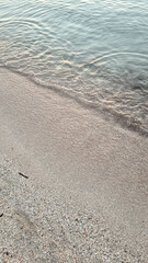 Beautiful beach at Alcudia Bay at sunrise. Ocean waves at sunrise. Ocean waves.