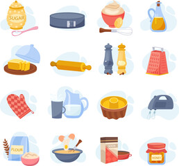 Baking Ingredients Flat Set