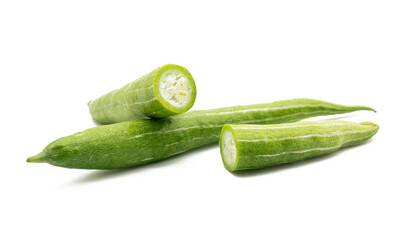 whole and slices Snake gourd isolated on white background
