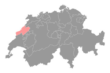 Neuchatel map, Cantons of Switzerland. Vector illustration.