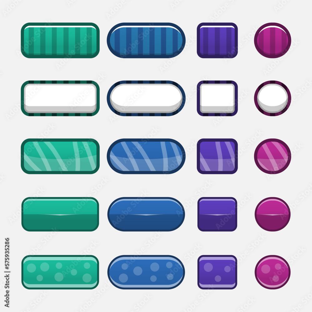 Aufkleber set of game menu selection for rpg and adventure game