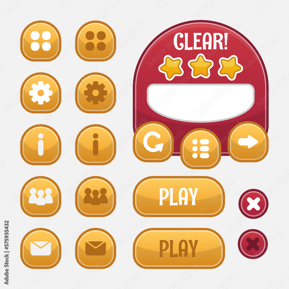 Aufkleber set of game menu selection for rpg and adventure game