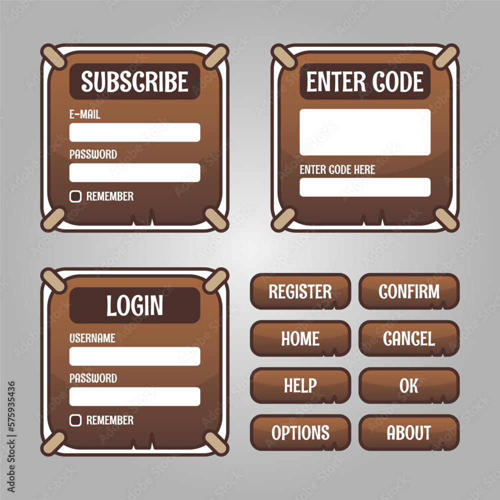 Aufkleber set of game menu selection for rpg and adventure game