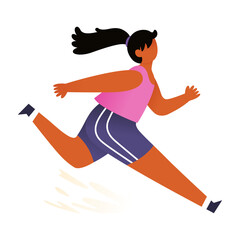 Fototapeta na wymiar Female Runner Character Running Posing, Illustration