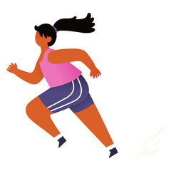 Fototapeta na wymiar Female Runner Character Running Posing, Illustration