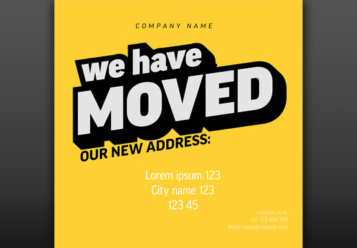 We have moved yellow minimalistic flyer template