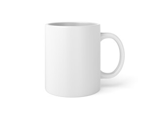White mug isolated on white background. 3d illustration. Single object.