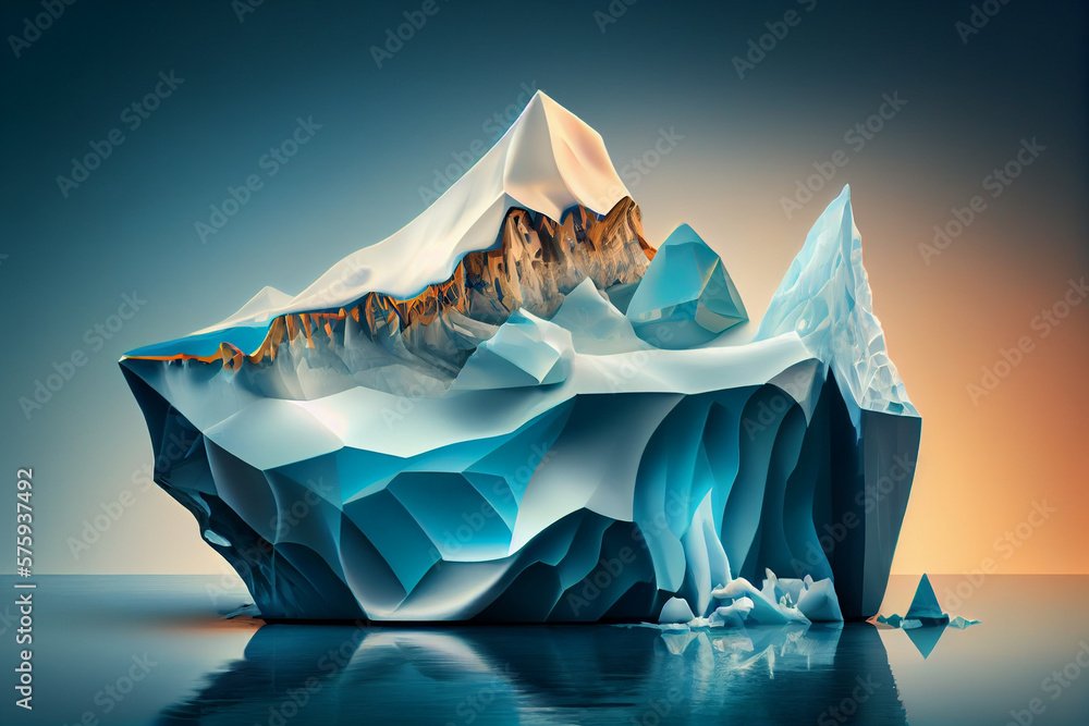 Aufkleber beautiful abstract surreal geometric iceberg concept, contemporary colors and mood social background