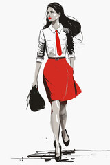 Business woman fashion sketch. Women`s history month graphics resource. 