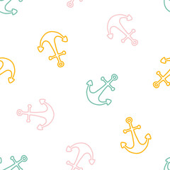 Seamless pattern with colorful outline anchors