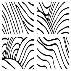 Simple minimalist wave pattern. Hand drawn graphic line art. Modern abstract  landscape. Monochrome black and white curly doodles