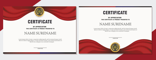 Certificate two set of modern achievement templates with place for your content - red design material