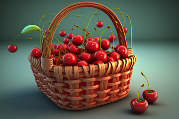 Fototapeta na wymiar cherries in basket