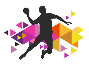 Handball sport graphic for use as a template for flyer or for use in web design. - 575941444