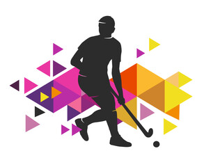 Field hockey sport graphic for use as a template for flyer or for use in web design.