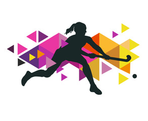 Field hockey sport graphic for use as a template for flyer or for use in web design.