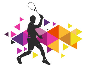 Creative squash sport background illustration for use as a template for flyer or for use in web design.