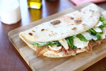 Italian cuisine , Piadina with Italian ham and cheese