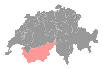 Valais map, Cantons of Switzerland. Vector illustration.