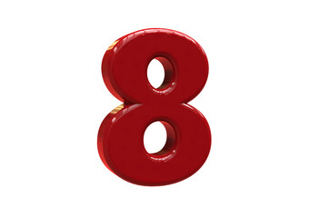 3d red number