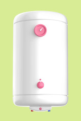 Simple electric water heater on green background