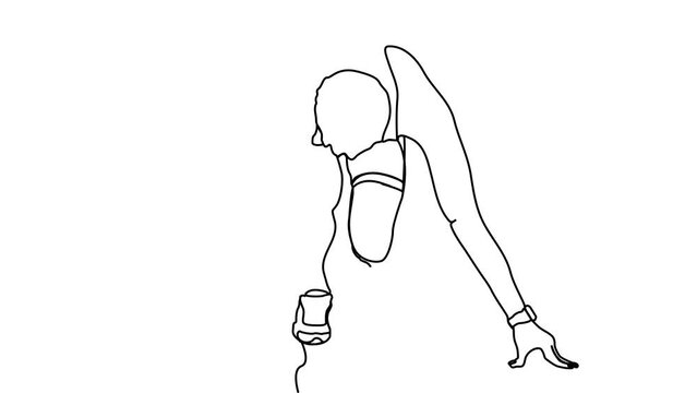 continuous line athletes run in the starting position before running.