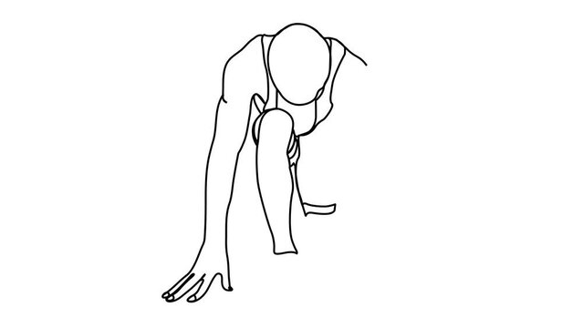 continuous line athletes run in the starting position before running.