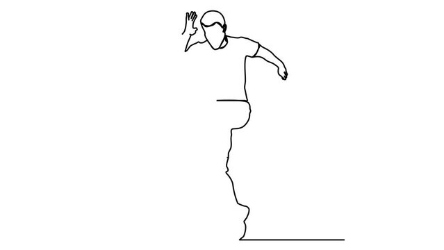 continuous line a male runner jogging