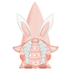 Watercolor easter gnome.