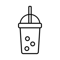 Outline icon of a cup of milkshake or other refreshing drink with a straw.