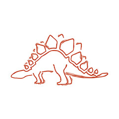 stegosaur brush on white background, vector illustration.