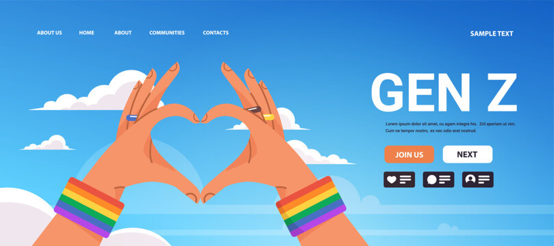 Human Hands Gesture In Heart Shape Lgbt Rainbow Flag Gay Lesbian Love Parade Pride Festival Transgender Love Generation Z Concept