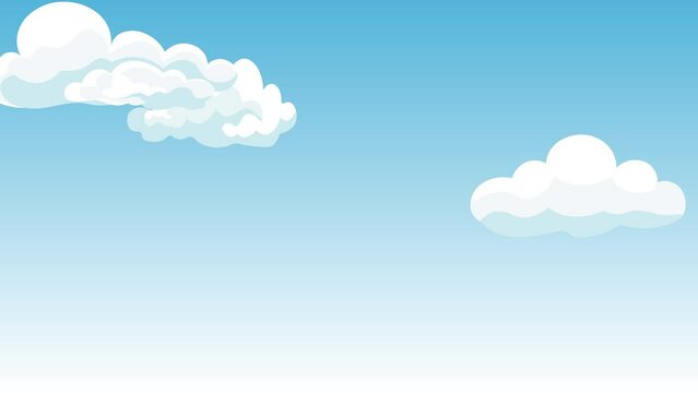 An animated scene of a sky with clouds