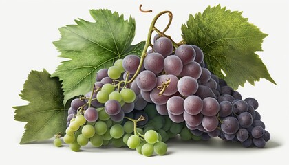Fototapeta premium A bunch of grapes photoreal illustration on white background can easily be isolated generative ai 