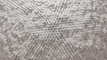 3D Futuristic triangles white background Abstract lowpoly geometric grid pattern