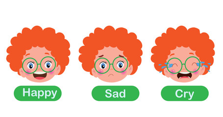 Little Kid With Different Emotions