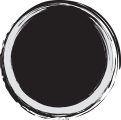 vector illustration of black colored circle brush painted banner with gray colored frame	