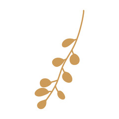 Hand drawn floral plant element, botanical leaves art in a glyph illustration design