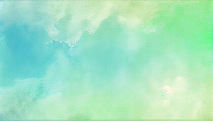 Teal, Blue, Yellow and Green Abstract Spring Watercolor Background with Textured Paper. Grunge Design, Vintage Card Templates, Pastel Ink Colors,  Wet Effect Hand-Drawn Canvas Aquarell. Generative AI