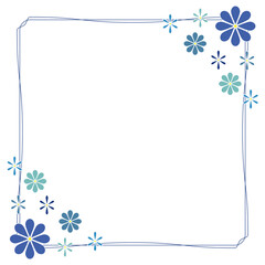 青くてかわいいお花の正方形フレーム