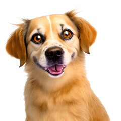 golden puppy portrait on white background Generative AI