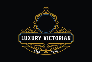 Elegant Luxury Ornament Border Frame Royal Badge Emblem Stamp Label Logo Design Vector