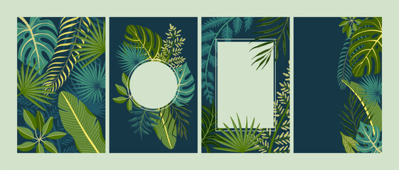 Tropical Leaves Cards Set © Macrovector