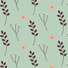 Beautiful flower abstract seamless pattern with leaves, floral bouquets, flower compositions. Vector design for different surfases