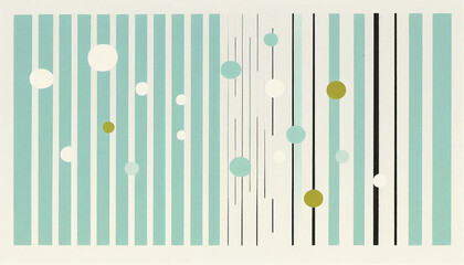 illustration with stripes and polka dots on beige paper - obrazy, fototapety, plakaty