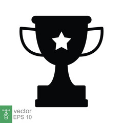Trophy glyph icon. Simple solid style for app and web design element. Winner, award, cup, champ, contest, prize, won concept. Vector illustration isolated on white background. EPS 10.